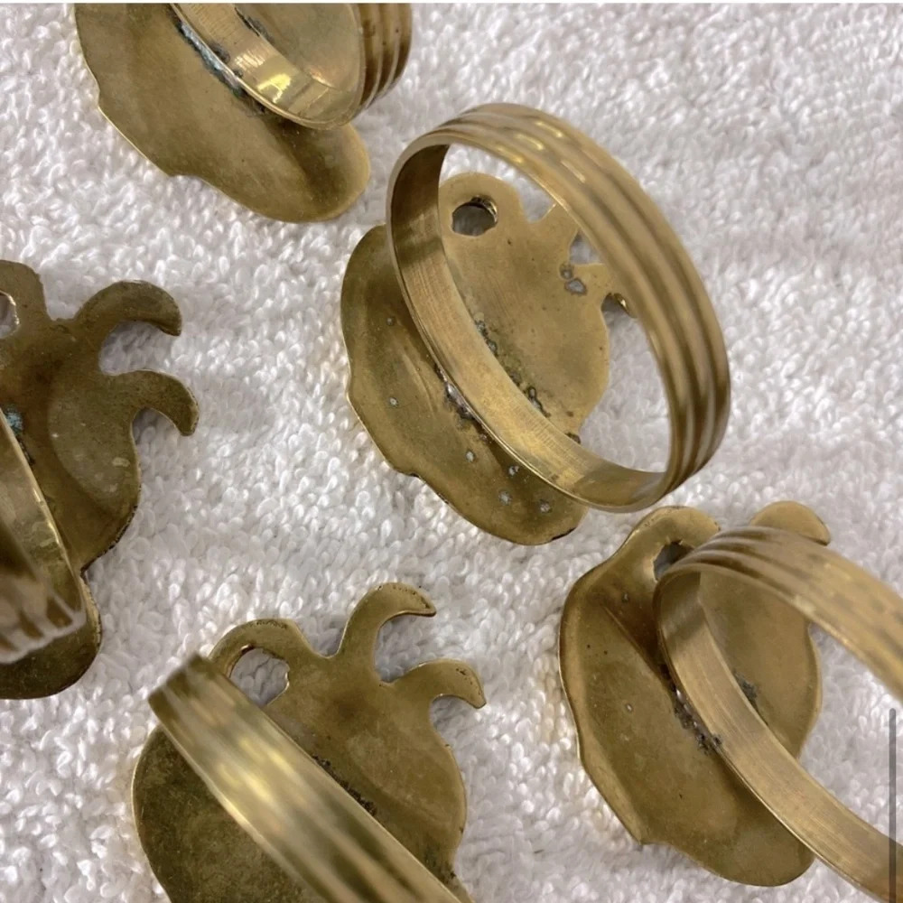 Vintage Brass Coffee  Cup Napkin Holders x5 - Picture 10 of 13